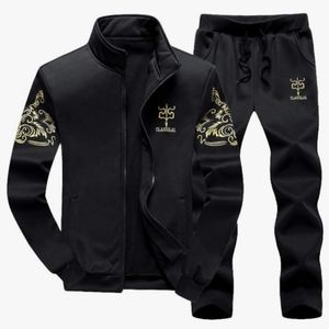 Men's 2-piece Black (& gold accent) Jogging Athletic Sport Track Running Suit